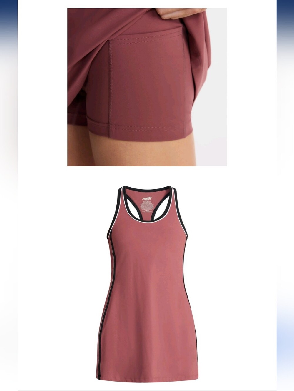 NWT Avia Plus Size XXXL 22 Contrast Binding Athletic Exercise Dress, Wild Ginger